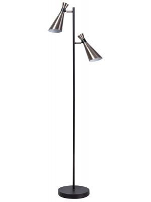 ETH Vloerlamp York - H151 cm - Zwart - Zilver Staal