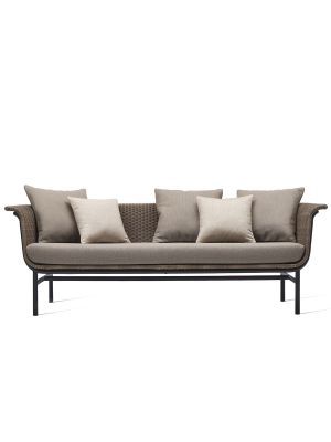 Vincent Sheppard Wicked 3 zits Outdoor Lounge Bank - Taupe Rotan - Lopi Cocunut