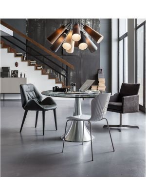 Kare Design Possibilita Ovale Eettafel - L180 x B120 x H75 cm - Glazen Tafelblad - Aluminium Trompetvoet