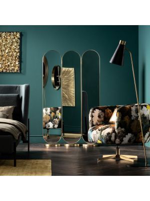 Kare Design Curve Scheidingswand - Spiegel Room Divider - B106 x H166 cm - Messing look