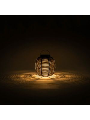 Vincent Sheppard Tika Wicker - Solar LED Lantaarn - Hoogte 41 cm - Zwart