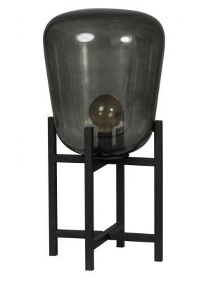 ETH Tafellamp Benn - H70 cm - Ø33 cm - Rookglas en Zwart Metaal