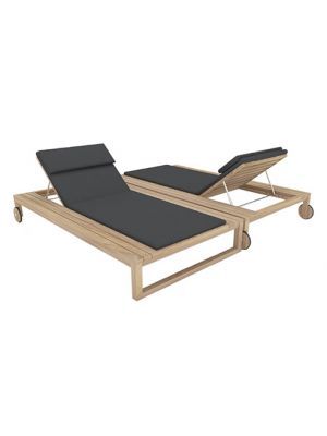 24Designs San Remo Duo Sunlounger Deluxe - 2 persoons Ligbed Teakhout + ligkussen