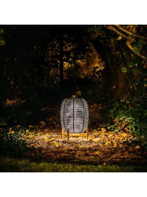Vincent Sheppard Tika - Wicker Solar LED Lantaarn - Hoogte 59 cm - Zwart