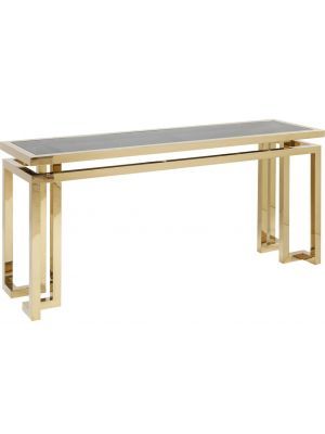 Kare Design Gold Rush Sidetable - 160 x 45 x 76 cm - Glazen Tafelblad - Goudkleurig Onderstel