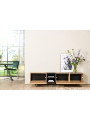 24Designs Bodio Tv-meubel - B195 x D37 x H48 cm - Eiken Decor