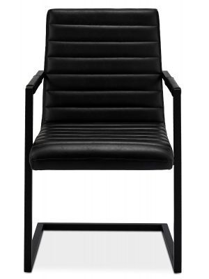 24Designs Fanny stoel - Set van 2 - Zitting Zwart Kunstleer - Zwart Metalen Sledeframe