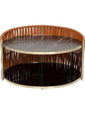Kare Design Copper Salontafel - B86 x D84 x H49 cm - Marmerlook Glas
