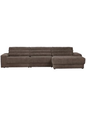 BePureHome Date Chaise Longue Rechts  - Grove Ribstof - Mud